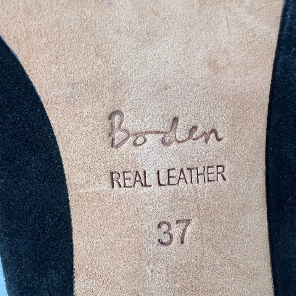 Boden Millie Courts Black Haircalf Leather Heels Size 37‎ Block HeelLoafer Style - Picture 6 of 10